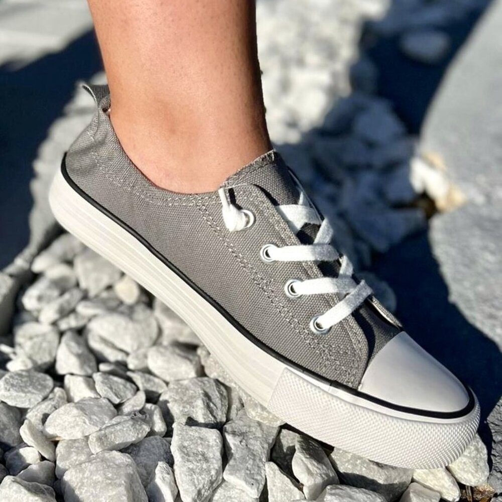 Everglades Star Gray Slip-On Sneakers Canvas Grey